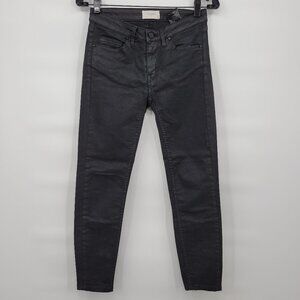 Eleven Paris Women Black Mid Rise Skinny Ankle Zip Stretch Jeans Size 25